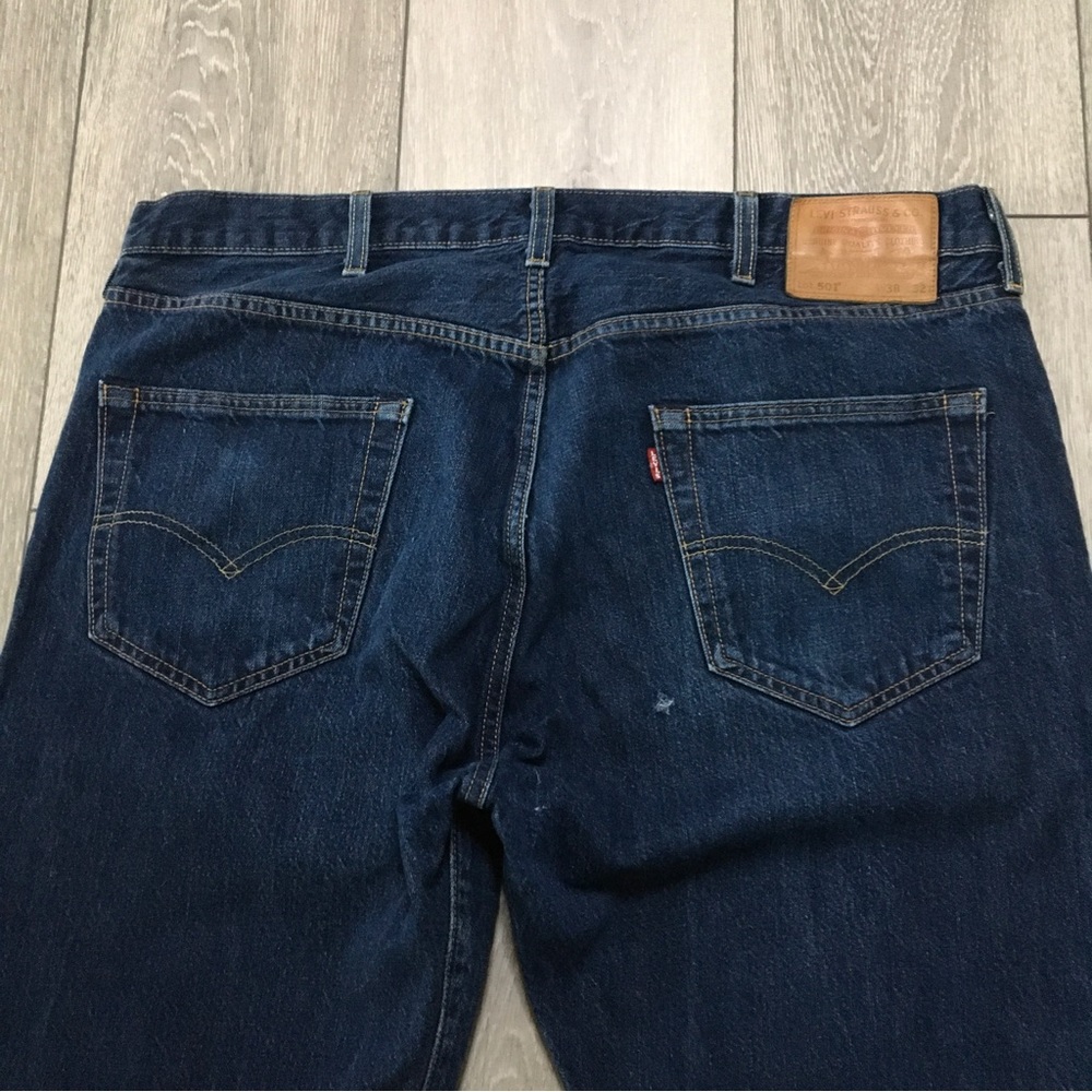 Levis 501 Jeans W38 L32 Blue Straight Button Fly Denim - Picture 4 of 11